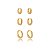 Trio de argola cravejado de zirconia cristal banho em ouro 18k - Imagem 1