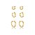 Trio de argola cravejado de zirconia cristal banho em ouro 18k - Imagem 1