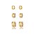 Trio de argola cravejado de zirconia cristal banho em ouro 18k - Imagem 1