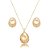 Conjunto de brinco e colar dourado liso banho em ouro 18k - Imagem 1