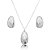 Conjunto de brinco e colar cravejado de zirconia cristal banho em rodio branco - Imagem 1