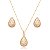 Conjunto de brinco e colar cravejado de zirconia cristal banho em ouro 18k - Imagem 1