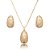 Conjunto de brinco e colar cravejado de zirconia cristal banho em ouro 18k - Imagem 1