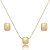 Conjunto de brinco e colar liso banho em ouro 18k - Imagem 1