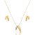 Conjunto de brinco e colar liso acetinado banho em ouro 18k - Imagem 1