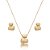 Conjunto de brinco e colar liso acetinado banho em ouro 18k - Imagem 2