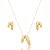 Conjunto de brinco e colar liso acetinado banho em ouro 18k - Imagem 1