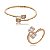 Conjunto de anel e bracelete cravejado de zirconia cristal banho em ouro 18k - Imagem 1