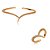 Conjunto de anel e bracelete cravejado de zirconia cristal banho em ouro 18k - Imagem 1