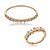 Conjunto de anel e bracelete cravejado de zirconia cristal banho em ouro 18k - Imagem 1