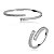 Conjunto de anel e bracelete cravejado de zirconia cristal banho em rodio branco - Imagem 1