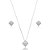 Conjunto de brinco e colar cravejado de zirconia cristal banho em rodio branco - Imagem 1