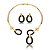 Conjunto de brinco e colar cravejado de zirconia onix banho em ouro 18k - Imagem 1