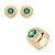 Conjunto de brinco e anel cravejado de zirconia turmalina banho em ouro 18k - Imagem 1