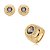 Conjunto de brinco e anel cravejado de zirconia ametista banho ouro 18k - Imagem 1