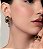 Conjunto de brinco e anel cravejado com zirconia colorida banho em ouro 18k - Imagem 2