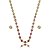 Conjunto de brinco e colar riviera cravejado de zirconia pink banho em ouro 18k - Imagem 1