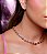 Conjunto de brinco e colar riviera cravejado de zirconia pink banho em ouro 18k - Imagem 2