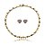 Conjunto de brinco e colar riviera de coração cravejado de zirconia rainbow banho em ouro 18k - Imagem 1