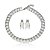 Conjunto riviera de brinco e colar cravejado de zirconia cristal banho em rodio branco - Imagem 2