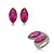 Conjunto de brinco e anel cravejado de zirconia pink banho em rodio branco - Imagem 1