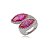 Conjunto de brinco e anel cravejado de zirconia pink banho em rodio branco - Imagem 5