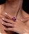 Conjunto de brinco e anel cravejado de zirconia pink banho em rodio branco - Imagem 3