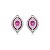 Conjunto de brinco e anel cravejado de zirconia pink banho em rodio branco - Imagem 4