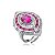 Conjunto de brinco e anel cravejado de zirconia pink banho em rodio branco - Imagem 5