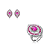 Conjunto de brinco e anel cravejado de zirconia pink banho em rodio branco - Imagem 2
