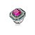 Conjunto de brinco e anel cravejado de zirconia pink banho em rodio branco - Imagem 7