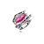 Conjunto de brinco e anel cravejado de zirconia pink banho em rodio branco - Imagem 4
