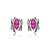 Conjunto de brinco e anel cravejado de zirconia pink banho em rodio branco - Imagem 3
