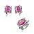 Conjunto de brinco e anel cravejado de zirconia pink banho em rodio branco - Imagem 1