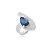Conjunto de brinco e anel cravejado de zirconia safira banho em rodio branco - Imagem 5