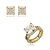 Conjunto de brinco e anel cravejado de zirconia banho em ouro 18k - Imagem 1