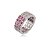 Trio de anel cravejado de zirconia pink banho em rodio branco - Imagem 1