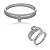Conjunto de anel e bracelete cravejado de zirconia cristal banho em rodio branco - Imagem 1