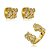Conjunto de brinco e anel cravejado de zirconia cristal banho em ouro 18k - Imagem 1