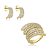 Conjunto de brinco e anel cravejado de zirconia cristal banho em ouro 18k - Imagem 1