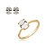 Conjunto de brinco e anel cravejado de zirconia cristal banho em ouro 18k - Imagem 1