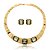 Conjunto de brinco e colar acetinado cravejado de zirconia fume banho em ouro 18k - Imagem 1