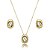 Conjunto de brinco e colar cravejado de zirconia cristal banho em ouro 18k - Imagem 1