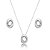 Conjunto de brinco e colar cravejado de zirconia cristal banho em rodio branco - Imagem 1
