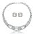 Conjunto de brinco e colar cravejado de zirconia cristal banho em rodio branco - Imagem 1