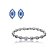 Conjunto de brinco e pulseira cravejado de zirconia safira banho em rodio branco - Imagem 1