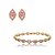 Conjunto de brinco e pulseira cravejado de zirconia pink banho em ouro 18k - Imagem 1