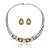 Conjunto de brinco e colar cravejado de zirconia citrino banho em rodio branco - Imagem 1