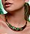 Conjunto de brinco e colar cravejado de zirconia esmeralda banho em ouro 18k - Imagem 2