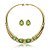 Conjunto de brinco e colar cravejado de zirconia esmeralda banho em ouro 18k - Imagem 1